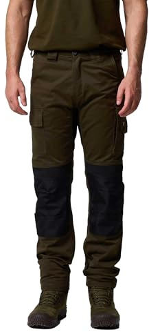 JACK PYKE Technical Work Trousers Men, Durable Polycotton Work Utility & Safety Trousers with Reinforced Knees, Stretch Panels and Tool Pockets Cargo Pants for Farming, Construction, Green Small