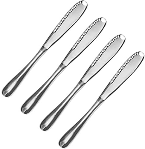 XzhixiangKing 4 Stück Butterstreuer aus Edelstahl, 3-in-1-Multifunktions-Butter-Lockenwickler & Streuer mit Wellenschliff, für Käse, Marmelade, Gelee