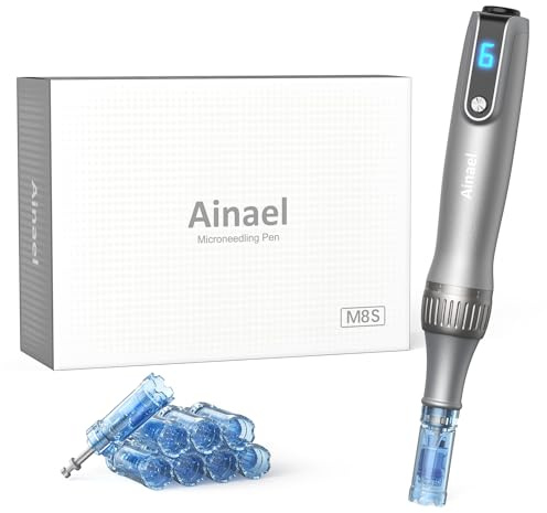 M8S Microneedling Pen, Original Máquina Profesional Kit de Pluma Inalámbrica Microneedle para Rostro Cuerpo Crecimiento de Cabello y Barba Regalo - 8 Cartuchos