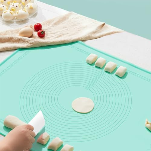 HJYIMYI Backunterlage zum Teig Ausrollen,70cm X 50cm Backmatte Silikon Groß | Grün Silikonmatte Backen,BPA Free Silikonbackmatte,Silikon Groß Backunterlagen per Biscotti,Impasti,Pizza,Pasta und Macaron