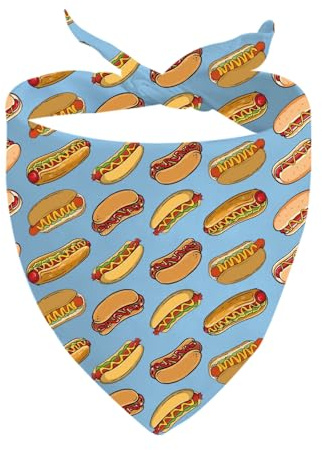 1 Stück Hot Dog und Burger Sommer Hund Bandana Fast Food Grillen BBQ Bandana für Hunde (Hot Dog Blue D)