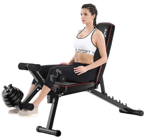 Verstellbare Hantelbank mit Beincurler & Beinstrecker | All in One Trainingsbank für das Home Gym | Schrägbank & Flachbank für Ganzkörper-Krafttraining