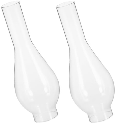 OSOLADY Lampenschirm für Öllampe 2 Stück Klarglas Zylinder Ersatzglas mit Durchmesser 3,8Cm und 5cm Unten Kompatibel mit Retro Petroleumlampen für Flur und Veranda