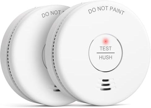GHAZOR Detecteur de Fumée par Lot de 2, Detecteur Incendie, Batterie Remplaçable dans 5 Ans, Conforme à la Norme EN14604, Utilisant la Technologie Optoélectronique, Alarme Sonore de 85 Décibels