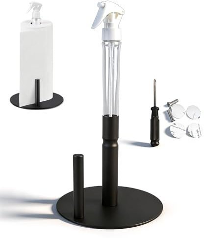ZAWELIYO Stainless Steel Paper Towel Holder with Spray Bottle Standing Rack for Kitchen Bathroom Paper Tissue Roll Hanger for Home Decoration