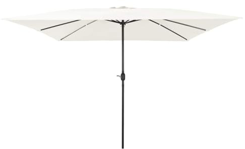 Parasol de terrasse à manivelle, blanc et noir, 295 x 295 x 245 cm, pour balcon, jardin, installation rapide