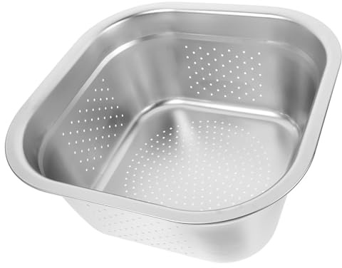 WRITWAA Lavabo in Acciaio Inox 30 CM Quadrato Scolapasta Multifunzione per Lavare Verdura Frutta e Riso Bacinella Cucina Fori Drenaggio Vasca Metallo per Utensili da Cucina