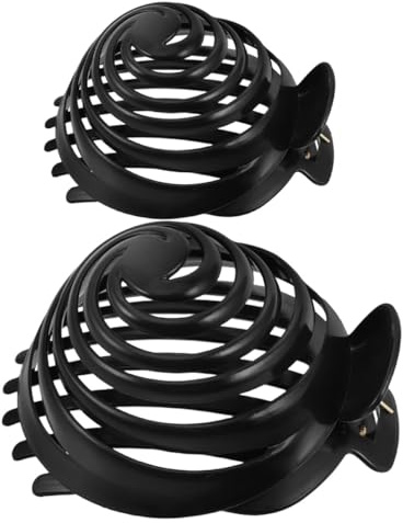 JECOMPRIS Pinzas para Moños de Plástico en Espiral Forma de Cúpula y Hongo, Antideslizantes para Peinados Diarios, Paquete de 2 Unidades Diseño Sencillo y Elegante