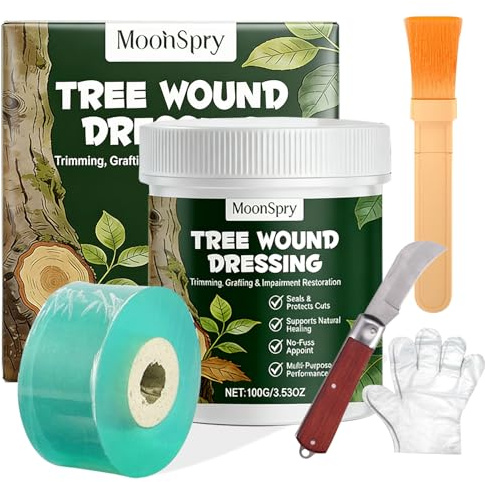 Kit de Mastic pour Arbres – Pour Greffage de Jardin, Arbres d'Ornement, Bonsaï – Favorise la Cicatrisation, Film Protecteur Rapide – avec Ruban de Greffage (2cm) et Gants
