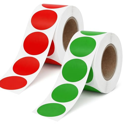 Rot und Grün Runde Aufkleber, 2,5 cm, 1000 Stück, Rot und Grün Punktaufkleber, Wasserfeste Kreisförmige Aufkleber, Farbkodierungsetikett für Büro, Geschäft, Zuhause, Klassenzimmer, Markierung