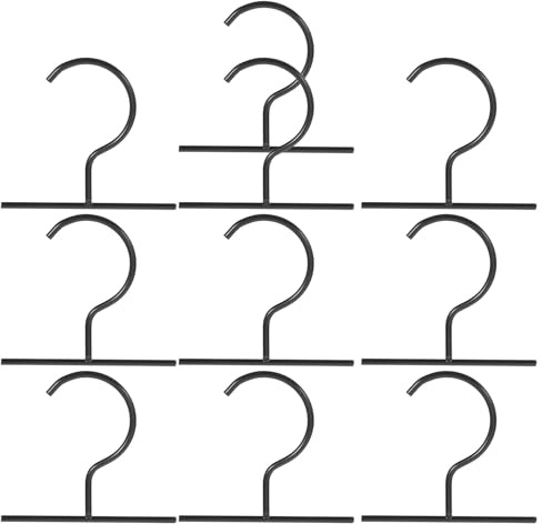 DOITOOL 10 Ganchos en S Negros de Acero Inoxidable, Soporte Antideslizante para Cinturones, Bufandas y Corbatas, Organizador de Armario Compacto y Resistente, 3.5x88 Mm, Set de 10 Piezas