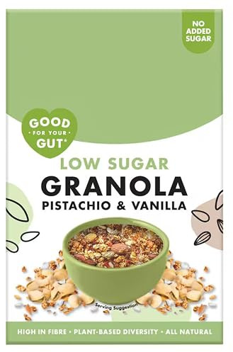 Good For Your Gut Low Sugar Granola, Pistachio & Vanilla, No Added Sugar, High in Fibre, Plant-Based, 360g