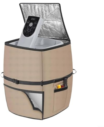 Weather-Resistant 420D Spa Pump Cover, Aluminum Foil Lined Heater Protector for Inflatable Bathtubs, Khaki, 43x35x54cm