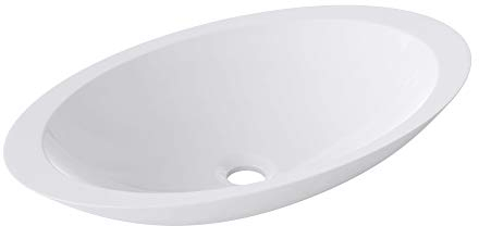 doporro Lavabo sobre encimera 59,3x35,1x10,7 cm diseño Colossum802 lavabo blanco fabricado de mármol fundido