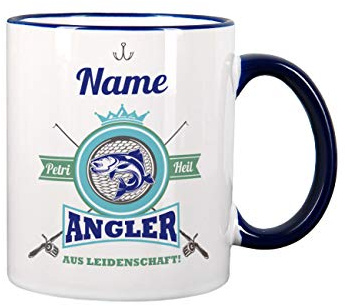 Herz & Heim® Tasse mit Namen für Angler - das beste Hobby der Welt