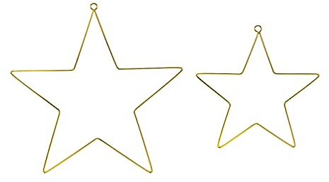 PartyDeco Stern Deko Metall zum Aufhängen 20cm / 28cm Gold 2er Set - Weihnachtsdekoration Bastelzubehör
