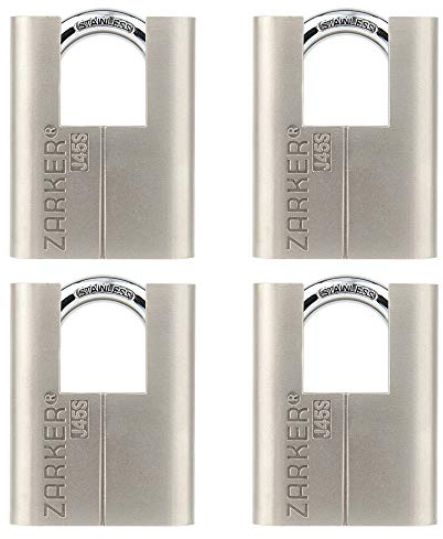 [ZARKER J45S] Gleichschließende Vorhängeschlösser der J-Serie – Edelstahl-Bügelschloss, Lager, Außenlager usw, geeignet für Orte mit schlechtem Wetter J45S 4er-Pack