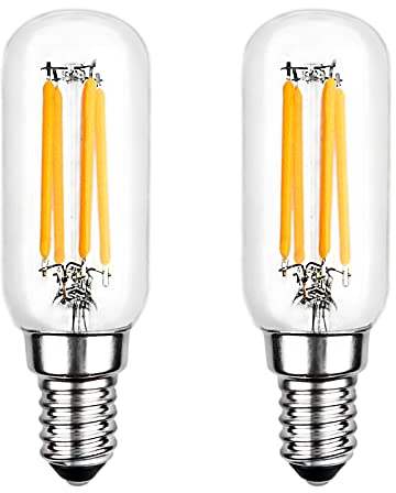 Akynite Lampadina Cappa Cucina T25 E14 4W Luce Calda 2700K 400LM, AC 230V, Equivalente a Lampadina Tubolare 40W E14, Retro Filamento e14 LED per Cappa Aspirante, non dimmerabile, set di 2