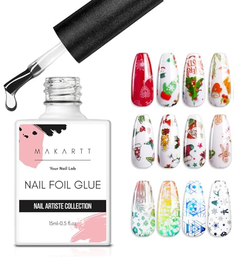 Makartt Nail Foil Glue Gel, Strong Transfer Adhesive for Nail Art, 15ml | Strong Adhesion Foil Transfer Gel Creates Clean Nail Foil Designs For Gel, Acrylic And Natural Nails With UV/LED Curing