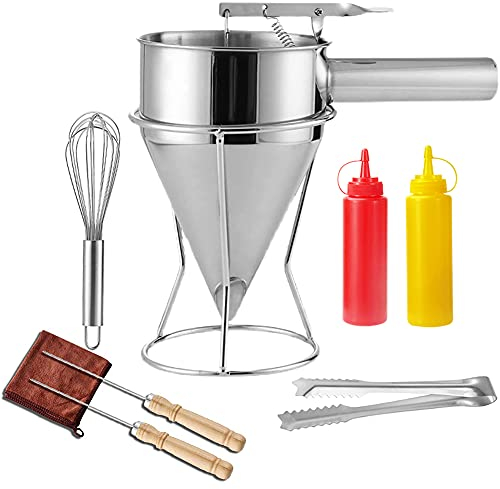 MNSSRN Entonnoir de Distributeur de gâteaux, Entonnoir à Piston, Entonnoir de Bonbons, Outil de Cuisson Dessert avec Rack, Cuisine de la Boulangerie de la Cuisine en Acier Inoxydable