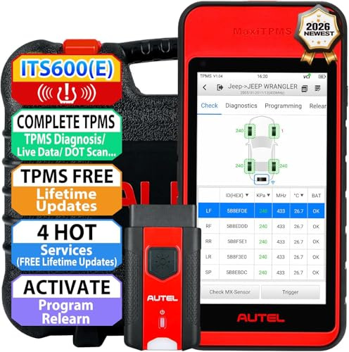 Autel MaxiTPMS ITS600 (E) Avanzada TPMS Herramienta Programación & Reaprendizaje, 2026 Actualizado de TS508/ TS601, Inalámbrico Android 9.0, Reinicio Aceite/EPB/BMS/SAS, Actualización por Vida