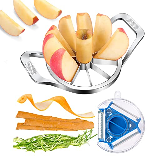 Touchfutrue Juego de pelador de manzanas con cuchillas de acero inoxidable, pelador universal, deshuesador de manzanas, rallador y pelador gourmet para el hogar y la cocina