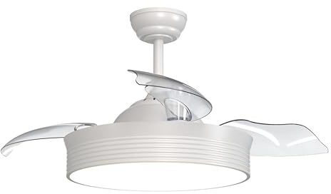 Ventilador DC aspas desplegables BOMBAY L blanco LED 36W SULION