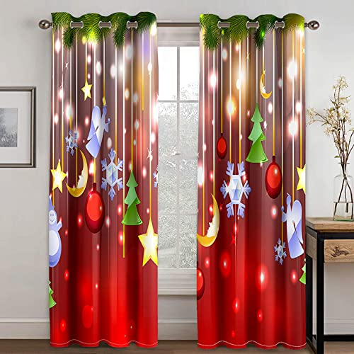 Vorhang Rote Lichter Vorhang Blickdicht Verdunklungsgardine mit Ösen 3D Drucken Curtains für Schlafzimmer Wohnzimmer Deko B 117 x H 138 cm 2er Set