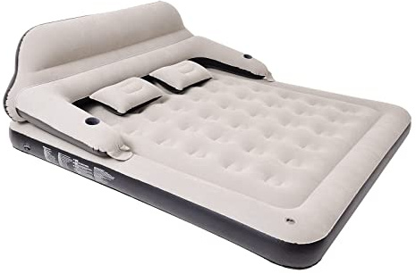 Outraveler Queen Size Air Mattress Inflatable Bed with Headboard and Pillows, Blow Up Sofabed