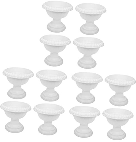 GANAZONO 12-Pack Plastic Roman Style Flower Pots Column Planters White Decorative Flower Containers for Wedding Centerpiece Porch Succulent Plants