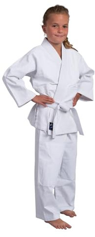 TEKKA BUDO Aikidoanzug Basix - weiß - 380g - Aikido Gi Set - Aikidojacke, Aikidohose, Aikidogürtel - Einsteiger Anzug - Größe 120