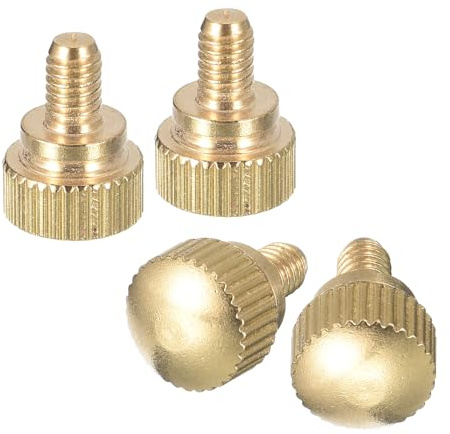 sourcing map Rändelschrauben, M4 x 6 mm, 4 Stück Messing-Rändelschrauben mit Schultergriffknöpfen, Messington