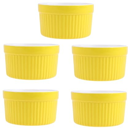 Milisten 5 Piezas Platos Pequeños Moldes Para Hornear Tazas Plato De Porcelana Creme Brulee Moldes De Budín Ramequines De Crema Brulée Cuenco De Cazuela Bol De Arroz Cerámica
