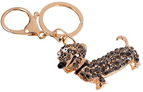 Porte-clés Chien Cristal Noir en Métal, Pendentif Adorable