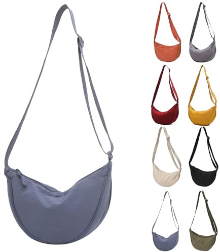 Generisch Borsa a tracolla da donna a mezzaluna, mezza luna da donna con tracolla regolabile rimovibile, borsa a tracolla in nylon per donna borsa messenger per viaggi incontri