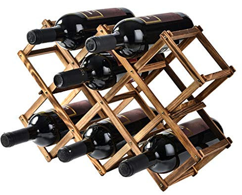 Casier à vinCasier à vin Casier à vin empilable à 3 Niveaux - Armoire de comptoir en Bois Pliable Support de Rangement pour vin Cave - Autoportant - Parfait pour Bar, Cave à vin, sous-Sol, a