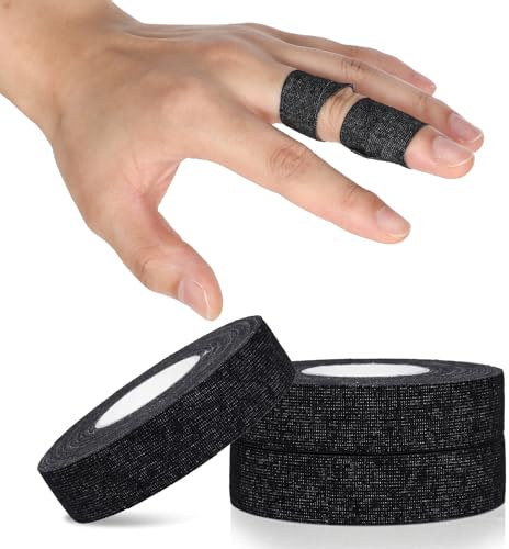 Schwarz Fingertape Stark, 3 Rollen Tape Sport Kinesiologie Tape Sporttape Fingertape Physio Tape Sporttape Weiß Tapes Fussball Sporttape Medizinisches Klebeband Fußtape für Klettern, 1.5cmX10m