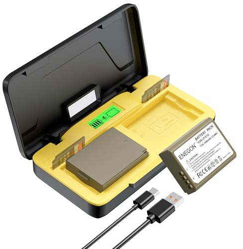 ENEGON Kit Chargeur LP-E10 avec 2 Batteries Rechargeables 1680mAh | Charge rapide 20W avec emplacement de stockage carte SD, adapté à Canon EOS 1100D/1200D/1300D/2000D/4000D, Rebel T3/T5/T6/T7