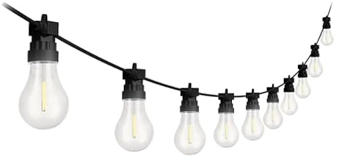 4lite Antheia Solar Outdoor Festoon String Lighting (Black) 11ft 260lm IP44 Rated Exterior 10 x Traditional String Light - Bulbs Included- 4L2/6017-4Yr Guarantee