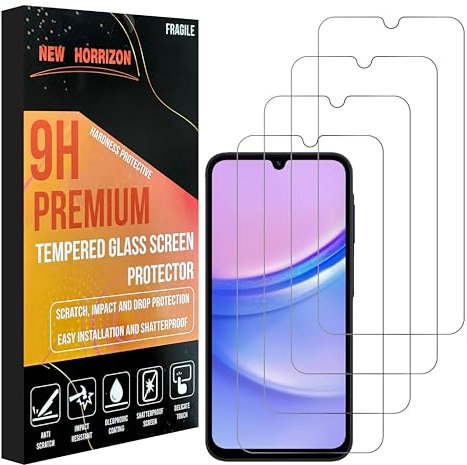 New Horrizon [4-Pack Screen Protector for Samsung Galaxy A17 / A16 / A26 5G / 4G [LifetimeSupport] Tempered Glass Film, [Impact-Protection][Anti-Shatter][Anti-Scratch]