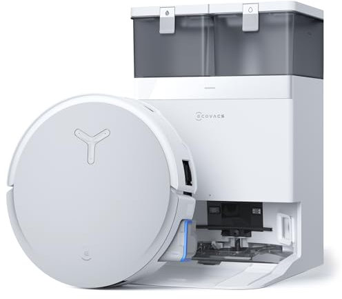 ECOVACS DEEBOT X8 OMNI Robot Aspirapolvere Lavapavimenti con Stazione Auto-Pulente, 18000Pa, Spazzola OZMO ROLLER Auto-Lavaggio Mocio Istantaneo con Acqua Calda a 75℃, Asciugatura Aria Calda, Bianco