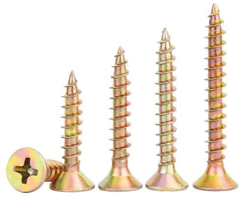 LanMaiXun 500g(about 1088pcs) M3×12mm Carbon steel Colored Zinc cross flat countersunk head Self-tapping screws，Fiber nails