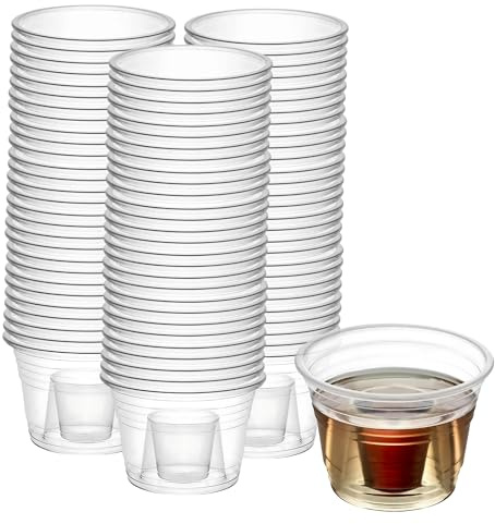 CaterCo Bomb Shot Cups (250 Pack) JagerBomb Plastic Glasses - Reusable & Disposable 25ml Shot with 100ml Chaser - Clear Plastic Bomb Shot Cups for Parties, Pubs, Bars and Events - (250 Pack)