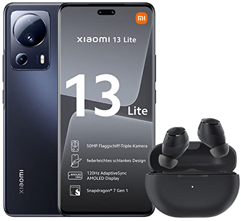 Xiaomi 13 Lite Smartphone 8GB/256GB 6,55 Display 4500mAh 67W Fast Charging Snapdragon 7 Gen 1(Stealth Black) (Reacondicionado)