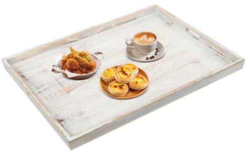 Cashewnuts Rectangle Noodle Board Stove Top Cover Wooden Tray for Ottoman Large Ottoman Tray Multifunctional Countertop Cover Plate w/Carrying Handle, 30 L x 22 W x 2.5 H (Style 3)