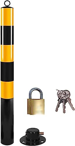 Barriere di parcheggio Rotonde, Asta di Sicurezza con Serratura, barriera di parcheggio di Sicurezza Verniciata a Polvere Gialla, per arredo Urbano di casa, Garage (6 Pezzi 76 * 750 * 2,0 mm)