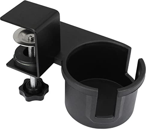 TOPPERFUN Clip para Portavasos Giratorio Ajustable para Escritorio y De Mesa, Soporte Lateral para Taza De Oficina, Material Plástico Negro, Portátil y Ligero, Adecuado para Hogar y Oficina