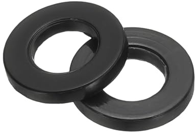 sourcing map Lot de 100 rondelles plates en nylon, M6 x 6 mm ID x 12 mm OD, rondelle plate et unie en plastique pour robinet domestique, tuyau d'eau, noir
