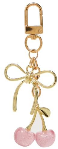Kirsch Taschenanhänger Rosa,Schlüsselanhänger Kirsche für Damen, Stilvoller Kirsch Bag Charm mit Schleife,Schlüssel Bund Kirsche Charm für Handtasche,Rucksack,Geldbörse,Geburtstagsgeschenk für Mutter