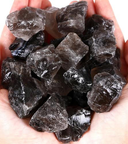 QINJIEJIE Smoky Quartz Crystal Large Crystal 200G Healing Crystals Gemstones Bulk Raw Stone Rough Stones Energy Protection Fountain Rocks Decoration Reiki Meditation for Beginners